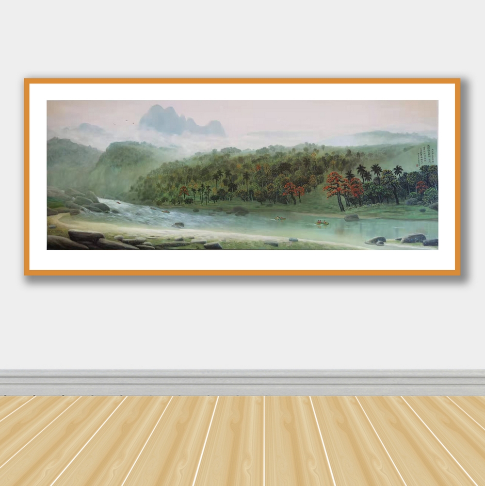 C:\Users\Admin\Desktop\孙国森\五指山万泉河  油画145x367cm（人民大会堂收藏）.jpg五指山万泉河  油画145x367cm（人民大会堂收藏）